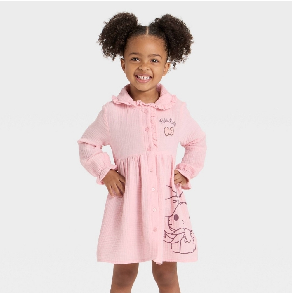 Hello Kitty Toddler Girls' Long Sleeve Gauze Dress (4T)